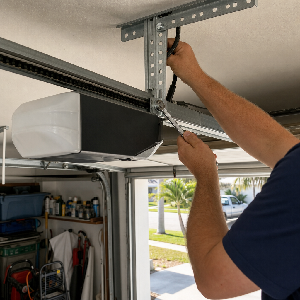 Garage door opener installation and repair by professional technician