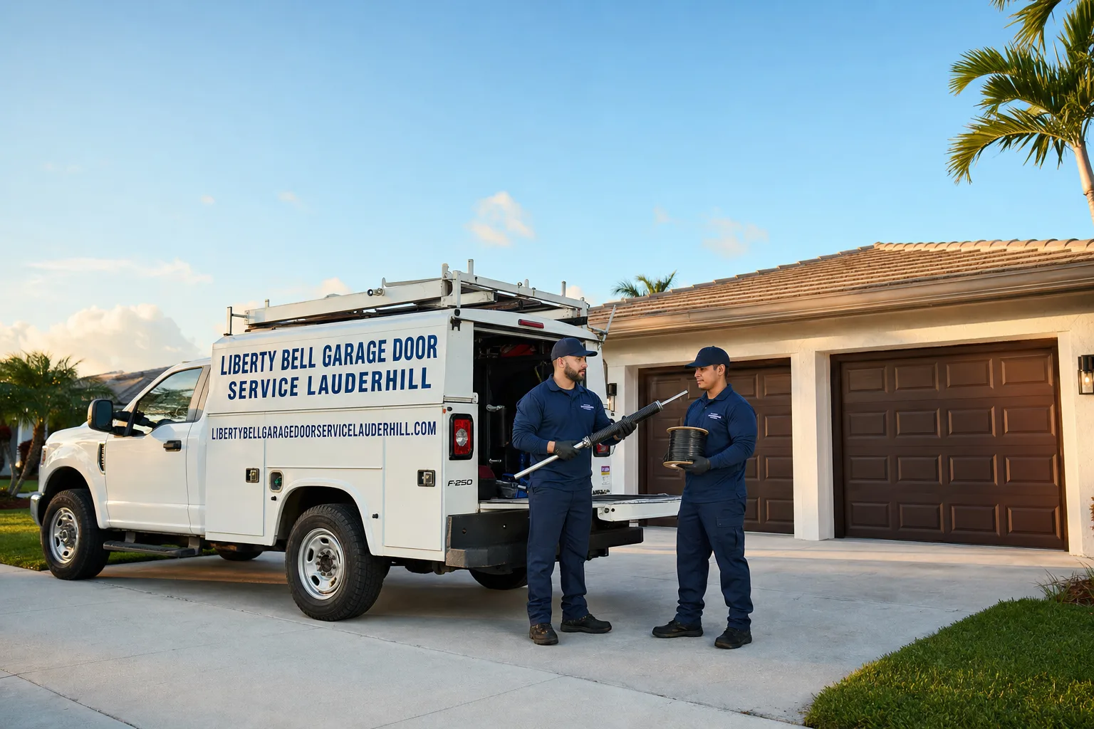 Liberty Bell Garage Door Service Lauderhill service vehicle and crew in Lauderhill, FL